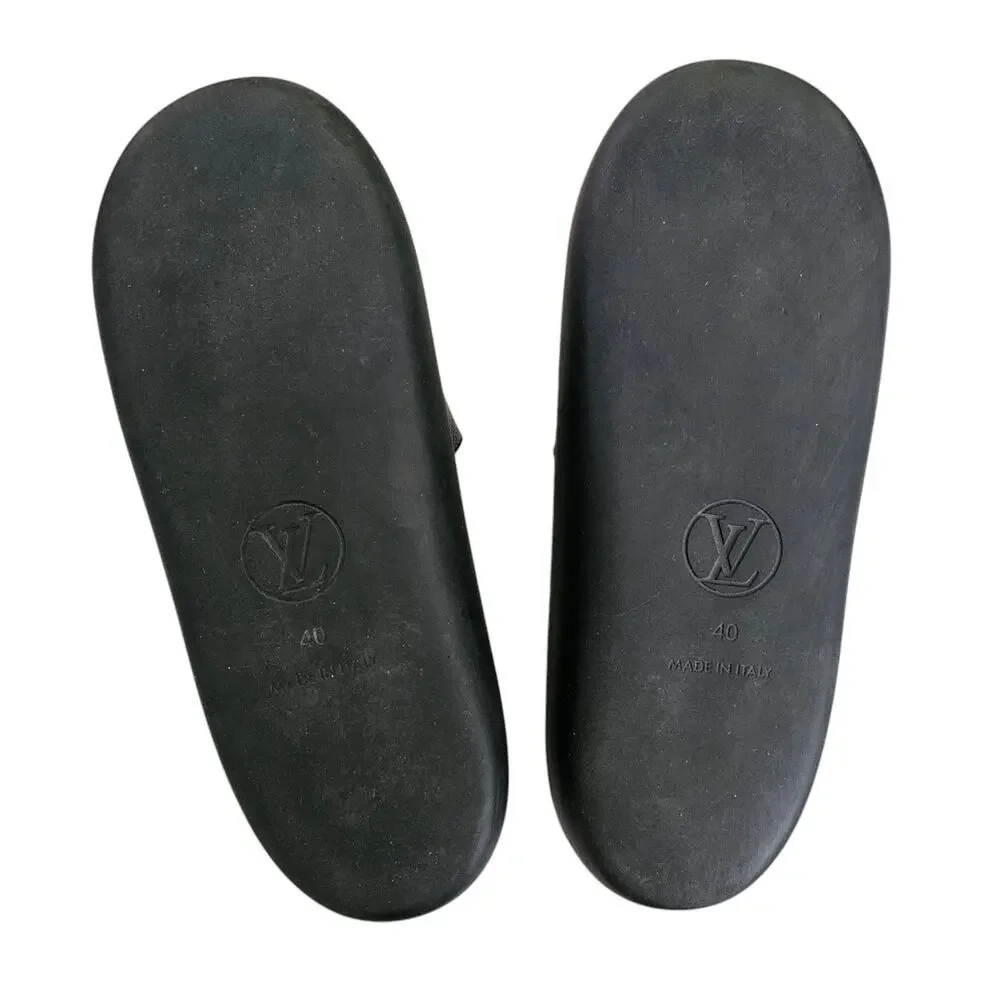 Louis Vuitton Sunbath Flat Slide Sandal Size 40 US 10 Brown LV Monogram Rubber - Picture 7 of 8
